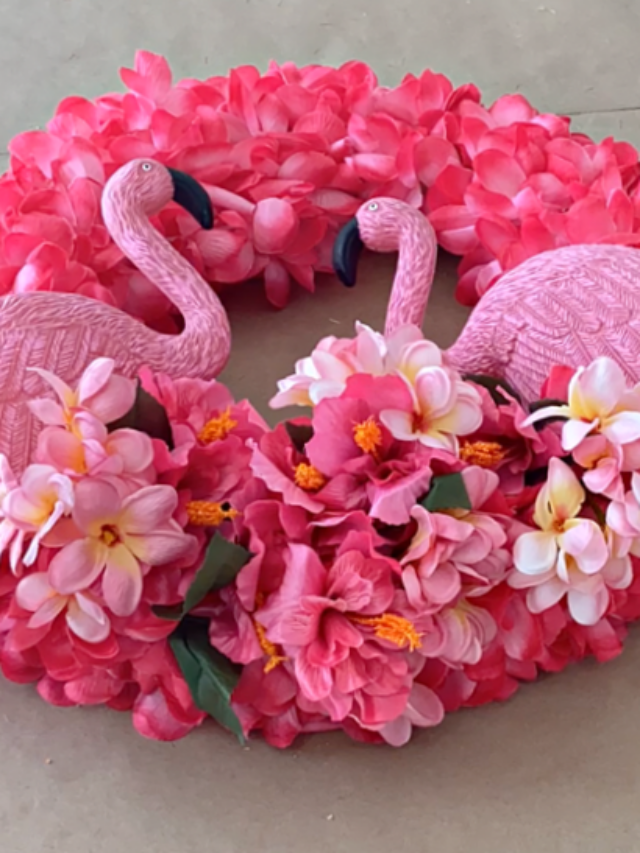Make a Fun Flamingo Wreath from Dollar Tree!