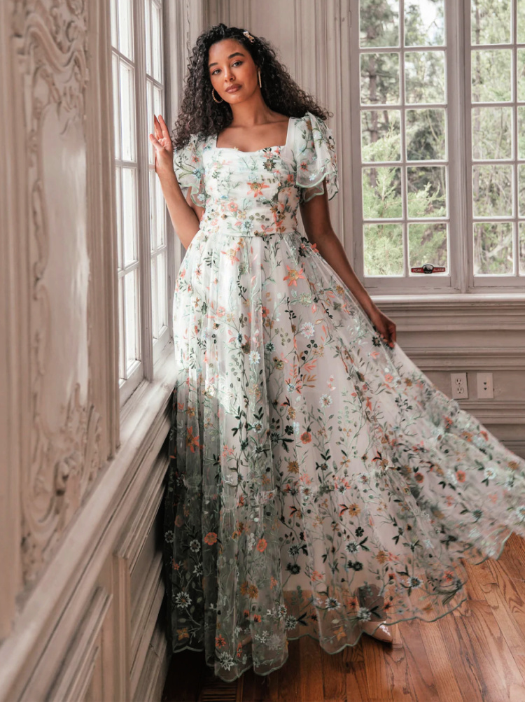 orange floral dress Teava Laced Waist Maxi Dress Floral Orange
