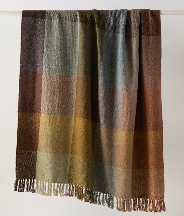Beautiful plaid cozy fall throw hanging